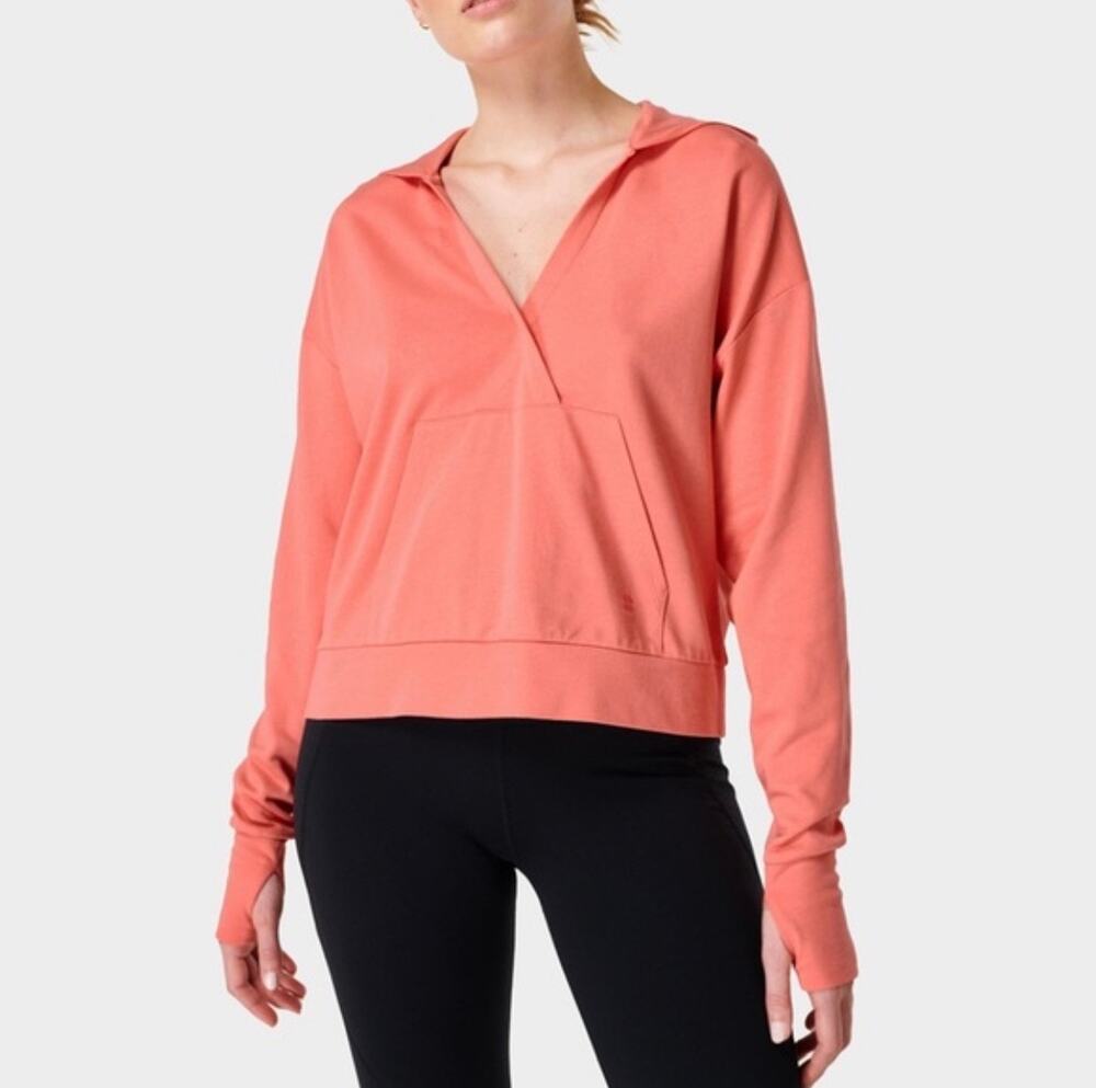 Sweaty Betty Womens After Class Relaxed Hoodie Sweatshirt Pink Orange Size S 4-6